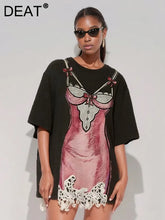 DEAT Trendy New Items Women's Spliced Lace Print T-shirt