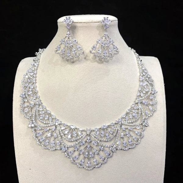Elegantly Quality Dress Jewelry Luxury Necklace Earrings Sets
