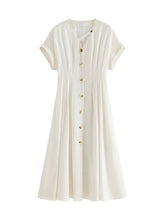 FSLE 8.8% Linen Summer Women Long Thin Single Breasted Dress